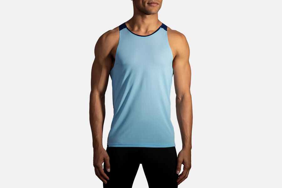 Mens Brooks Atmosphere Singlet Tops Pool/Navy | 356412-CFX